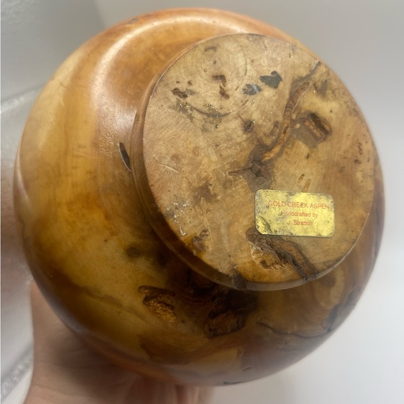Vtg Gold Creek Aspen Wood Vase J Stratton - Picture 3 of 6